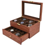 20 Fach Uhrenaufbewahrung Uhrenbox Uhrenkoffer für 20 Uhren Uhrenkasten Schmuck Aufbewahrungskoffer Groß Herren Damen Uhrenbox Holzvitrine Organizer Watch Box Eleganter Schmuckschatulle