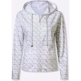 Classic Basics Shirtjacke CLASSIC BASICS "Sweatjacke", Damen, Gr. 56, weiß, hellgrau, bedruckt, 100% Baumwolle, gemustert, mehrfarbig, Shirts Shirtjacke