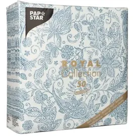 Papstar Servietten "ROYAL Collection" 1/4-Falz 40 cm x 40 cm blau Paisley