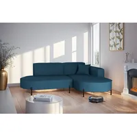Fun Möbel Ecksofa Designersofa VALENCIA XS in Stoff Scala Blau Ottomane Rechts - Blau