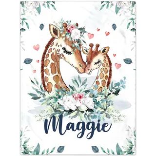 Personalisierte Babydecke mit Namen oder Wunschtext Kuscheldecke Flauschige Personalisierte Baby Geschenke Geburt Kinderdecke Namensdecke Tier Elefant Panda Besticktes Geschenk für Mädchen und Junge