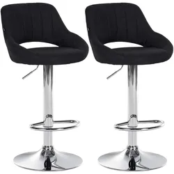 CLP 2er Set Barhocker Milet Stoff schwarz/Metall in Chromoptik