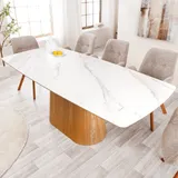 riess-ambiente Design Esstisch UNIQUE 200cm weiß Eiche Keramik Marmor Säulenfuß - Weiß