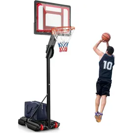 Costway Basketballständer 228-265 cm höhenverstellbar, Basketballkorb mit Ständer & 2 Rädern, Korbanlage für Kinder, Erwachsene, mobiles Baske...