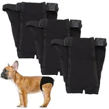 LeerKing 3er Pack Läufigkeitshose für Hündinnen waschbar Läufigkeitshöschen mit 9 Einlagen weibliche Hunde Läufigkeitshosen Hundewindeln Schwarz S