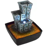 Agora-Tec® Wasserspiel & Zimmerbrunnen Stonehenge mit tempelartig angeordneten Felssteinen mit LED Beleuchtung, sehr angenehmer leiser Wasserlauf 21 cm hoch