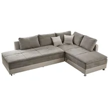 luma-home 15101 Federkern Ecksofa, Graubraun/Beige, Schwenkteil Links