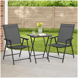 Hti-Living Gartenstuhl 53 x 53 x 107 cm grau 2 St.