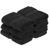 Superior Handtücher aus ägyptischer Baumwolle, 6er-Set, ultraweiche Handtücher, Dickes Plüsch, saugfähig, schwer, Gästebad, Hotel, Spa, Badezimmer, Duschbasics, Schwarz
