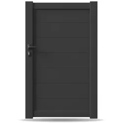 Gartentor, Einzeltor, Modell Leipzig, Aluminium, Anthrazit, flexible Befestigungssysteme, individuell konfigurierbar