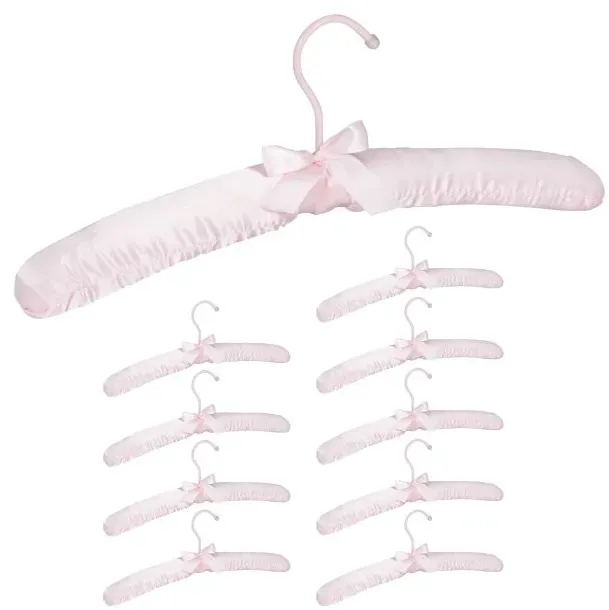 Relaxdays 20x Kleiderbügel Satin rosa Rosa