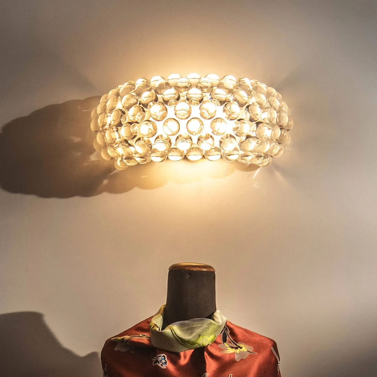 Foscarini Design Wandlampe Caboche Plus media R7s, dimmbar, klar / transparent, für Wohn- / Esszimmer, Kunststoff, Design, Wandleuchte, Wandlampe Innen - 24 cm - 48 cm - 19.5 cm