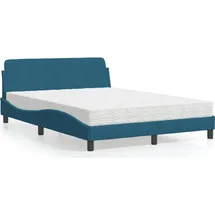 vidaXL Bett mit Matratze Blau 120x200 cm Samt vidaXL 486033