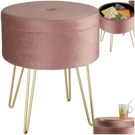 Tectake Sitzhocker Ava Samtoptik 38 x 45 x 38 cm Rosa