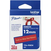 Brother TZe-RW34 P-touch textiles Schriftband gold auf weinrot 12mm
