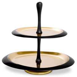 Casa Padrino Luxus Etagere Schwarz / Gold 35 x 26 x H. 32,5 cm - Ovale Kuchen & Keks Etagere - Gastronomie Accessoires - Restaurant Accessoires - Hotel Accessoires - Luxus Accessoires