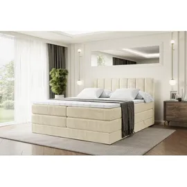 altdecor Boxspringbett mit Matratze, Topper, Polsterbett mit, Bettkasten OTTA KING - 160x200 - Beige Holzwerkstoff, Höhe ca. 20 cm cm, Schlafzimmer, Betten, Boxspringbetten