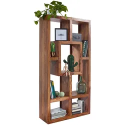 FineBuy Design Bücherregal Massiv Sheesham 180cm Massivholz Raumteiler Regal Neu