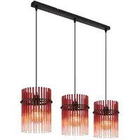 GLOBO Pendelleuchte Hängelampe Esszimmerleuchte Glas 3-Flammig Deckenleuchte Rot