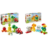 LEGO DUPLO My First Obst- und Gemüse-Traktor, Geschenk Spielzeug zum Basteln & DUPLO Tierzug, Zug-Spielzeug mit Rädern, kreative Tierfiguren zum Bauen und Umbauen