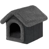 DOGGY Hundehütte Katzenhütte Hundehöhle Hundehaus Katzenhaus Hütte Höhle Hundekissen Katzenkissen Haustierhütte Indoor, Größe 3: 46x52x53 cm, Schwarz Shaggy
