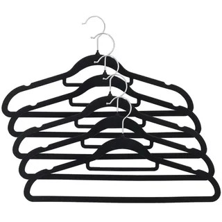 Trendline Kleiderbügel mit Steg und Samtüberzug 5er Pack schwarz
