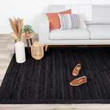 FRAAI Jute Teppich - Fair Schwarz 80x150cm - Jute - Flachgewebe - Einfarbig - Boho, Modern - Wohnzimmer, Esszimmer, Schlafzimmer - Carpet