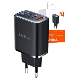 Mcdodo Netzwerkladegerät mit Display 2x USB-C + USB-A, 30W in Schwarz