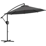 Outsunny Ampelschirm mit Kreuzfuß, Sonnenschirm mit Kurbel, Neigung und 8 Rippen, hängender Terrassenschirm für Garten, Balkon, Grau