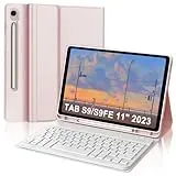 IVEOPPE Tastatur für Samsung Galaxy Tab S9FE/S10FE 10.9", Hülle Tastatur Galaxy Tab S9/S10FE 2025, Magnetisch Abnehmbarer mit QWERTZ Keyboard für Samsung S10FE/S9FE/S9 10.9 Zoll 2025, Rosa