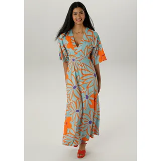 Aniston SELECTED Maxikleid mit weiten, 3/4-langen Ärmeln Lila/Orange 36