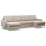 mebligo Eckcouch Textil 4-Sitzer Beige