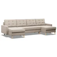 mebligo Eckcouch Textil 4-Sitzer Beige