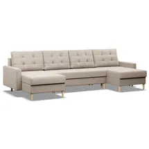 mebligo Eckcouch Textil 4-Sitzer Beige