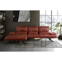 KAWOLA Sofa FENICE Ecksofa Leder Recamiere links burgunderrot
