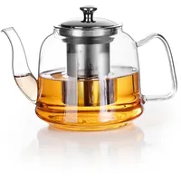 Teekanne Glas 1600ML, Teekanne Mit Siebeinsatz, Aus Glas Mit Sieb, Thermo Teezubereiter, Borosilikat Klar Teekessel, Deckel Und Edelstahl Sieb Abnehmbar Für Tee, Kaffee, Wasser, Karaffe