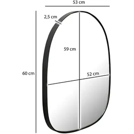Wohnling Wandspiegel Asymmetrisch 53 x 60 cm Schwarz