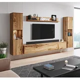 INOSIGN »PARIS«, (Komplett-Set, 4 St.), TV-Wand 260cm breite, grifflose Design, stehend und hängend montierbar, braun