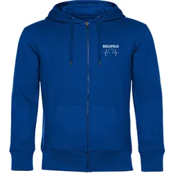 multifanshop Kapuzen Sweatshirt Jacke - Bielefeld - Herzschlag - Druck weiß - Sweat
