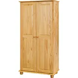 SIT Möbel Kleiderschrank mit 2 Türen | Kiefer-Holz massiv | B 82 x T 52 x H 170 cm | natur | 19000-68 | Serie SCHRANK