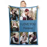 Personalised Photo Blanket with Own Photo Text Collage, Fotodecke, Personalisierte Decke mit Foto, Friends, Family, Father, Mother, Children, Gift for Birthday, Christmas, Wedding, Anniversary