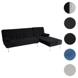 Mendler Schlafsofa HWC-K22, Couch Ecksofa Sofa, Liegefläche links/rechts Schlaffunktion 236cm ~ Samt schwarz