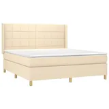 vidaXL Boxspringbett mit Matratze Creme 180x200 cm Stoff