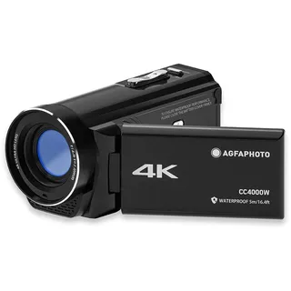 AgfaPhoto Agfa Photo Realimove CC4000W - Wasserdichter 4K-Camcorder mit 3-Zoll-Touchscreen, 18-facher Digitalzoom, Video 2.7K, Foto 24 MP, LED, Lithiumbatterie - Schwarz