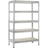 SCHULTE Regalwelt Schwerlastregal 5 Holzböden, 150x90x30 cm (HxBxT), Traglast pro Ebene ca. 75 Kg, verzinkt,