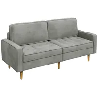 Yaheetech Sofa, 2-Sitzer Samt-Sofa Modernes Polstersofa Schlafcouch 173,5×76×84 cm grau