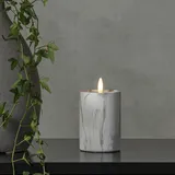 Star Trading Flamme Marble, Stumpenkerze Marmoroptik Zement/Wachs natürliche Timer H: 12,5cm grau