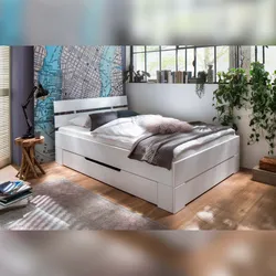 Betten-ABC Skadi - Massivholzbett aus Fichte mit Kopfteil, Farbton weiß lackiert - 200 x 200 cm