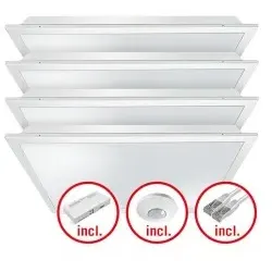 Esylux EQ10132469 LED-Leuchtenset mit opaler (MILKY) Abdeckung (Diffusor), LED-Leistung 120W. Bestehend aus 4 Leuchten mit 30W, Farbtemperatur ca.