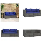 vidaXL 2 Sitzer Sofa mit Kissen Grau Poly Rattan - 2-Sitzer Sofa - 2-Sitzer Sofas - Ecksofa - Sofa Eckteil - Grau